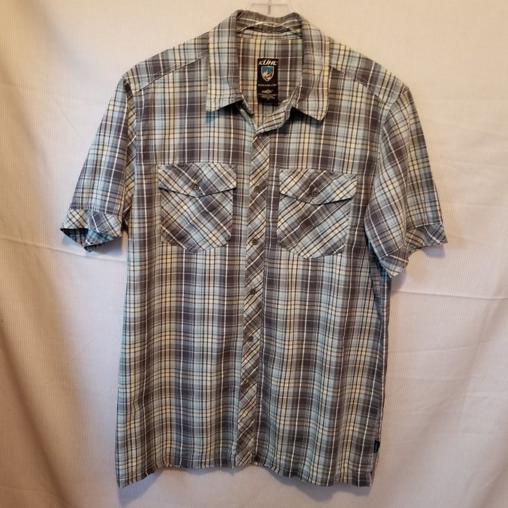 Kuhl Suncel Plaid Short Sleeve Button up Shirt Men's Size Small Fishing camping